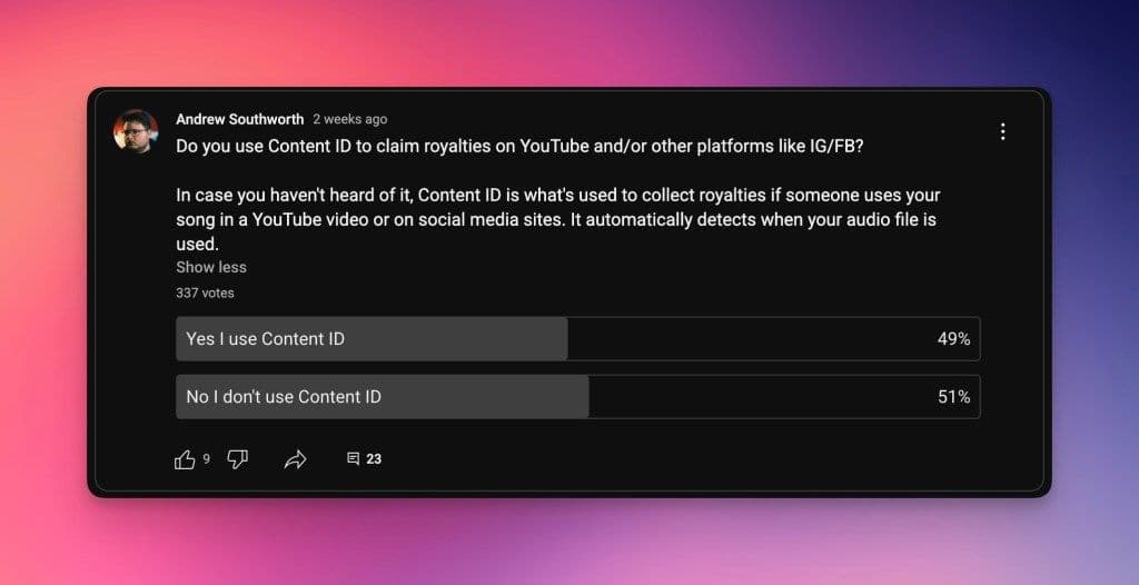 YouTube Content ID Poll from Music Artists