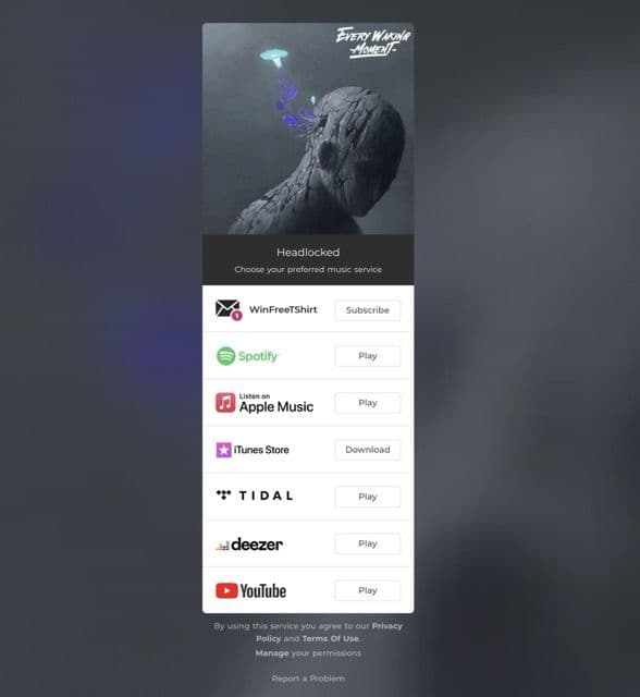 FeatureFM Smart Link landing page for Meta Ads for Music