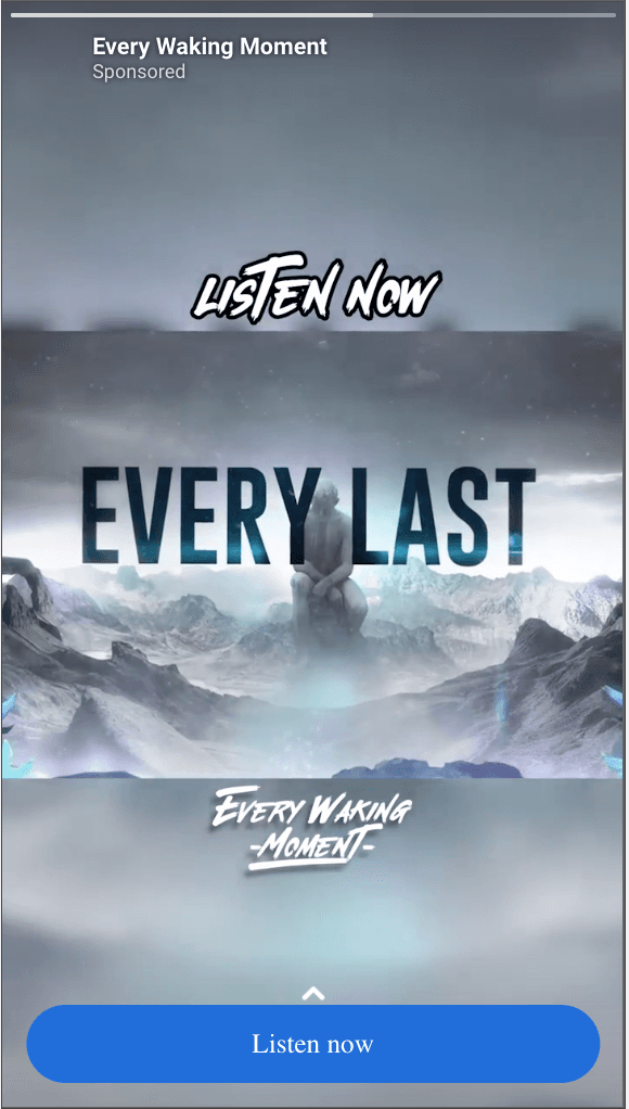 Vertical story Facebook ad for music promotion on Spotify