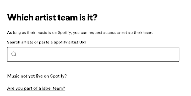 Request access to Spotify for Artists