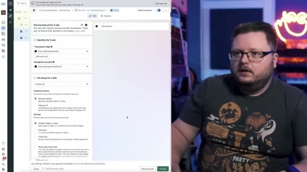 Duplicating your ad creatives to test which part of the song and types of visuals work.