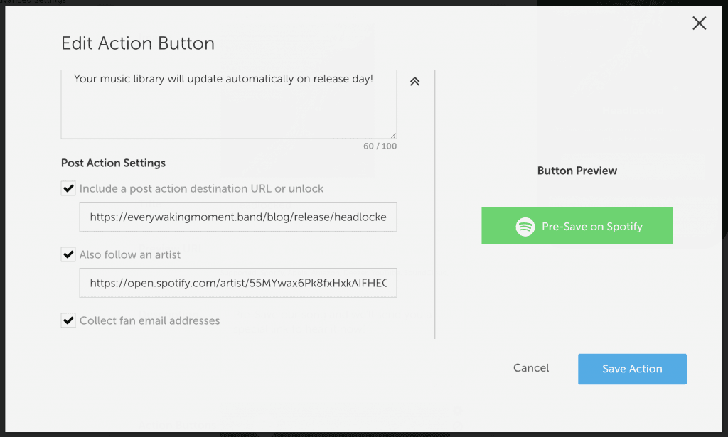 Feature FM action page customization