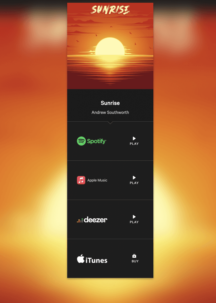 toneden landing page for music marketing